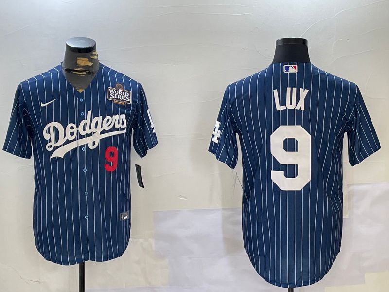 Men Los Angeles Dodgers 9 Lux Blue Stripe Game 2024 Nike MLB Jersey style 11202